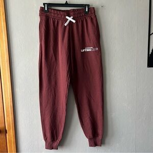 Gymshark cherry Brown Social Club Joggers Size Small